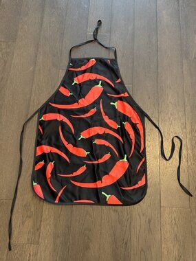 Bib Apron BBQ Kitchen Red Hot Chili Peppers One size Black and Red